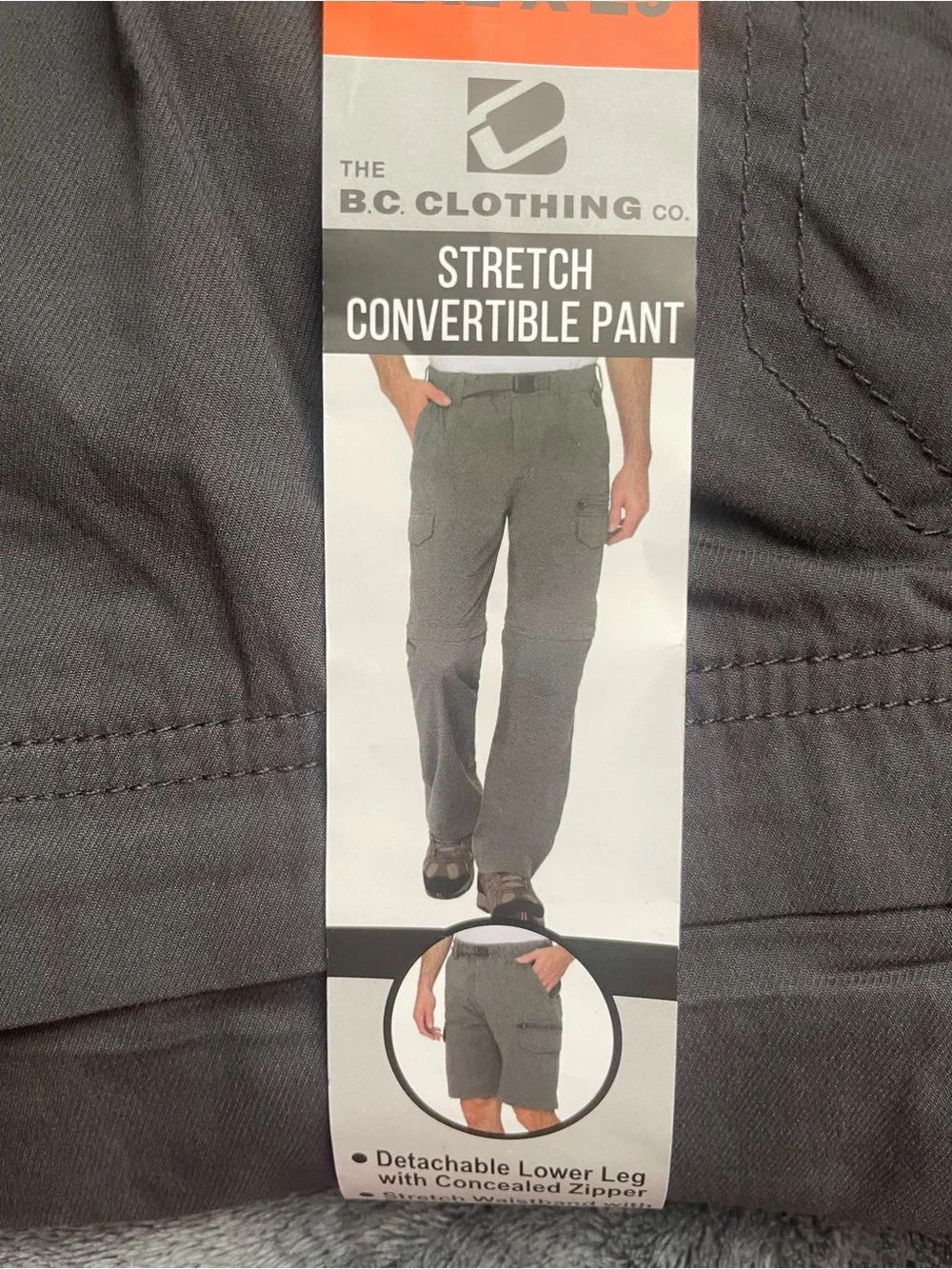 Men's Charcoal Cargo Pants with Built-In Belt